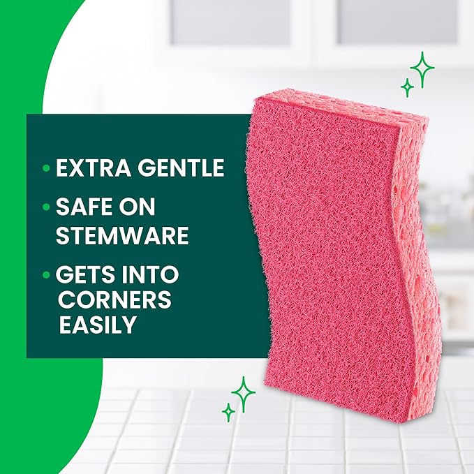 Scotch-Brite Gentle Clean Delicate Scrub Sponges, For Washing Dishes and Cleaning Kitchen, 3 Scrub Sponges