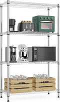 M MZG 1000 lbs 4Tier Shelf Metal Storage Shelves Wire Rack Closet Organizers with Wheel for Garage Kitchen Bathroom Laundry Chrome 13.7" D x 23.6" W x 53.4" H