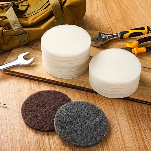 LemonRoad 5" Non Scratch Polishing Pad Hook & Loop Woven Discs, Non-Abrasive Finishing Pads, Buff & Polish Finished Surfaces, Wood Oil & Wax Application Conditioning Discs(White, Red, Gray,30 Pcs)