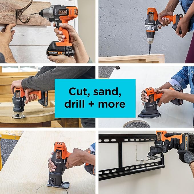 BLACK+DECKER MATRIX 20V MAX Power Tool Combo Kit, Cordless Power Tool Set with Battery and Charger Included, 10 Piece (BDCDMT1210KITC1