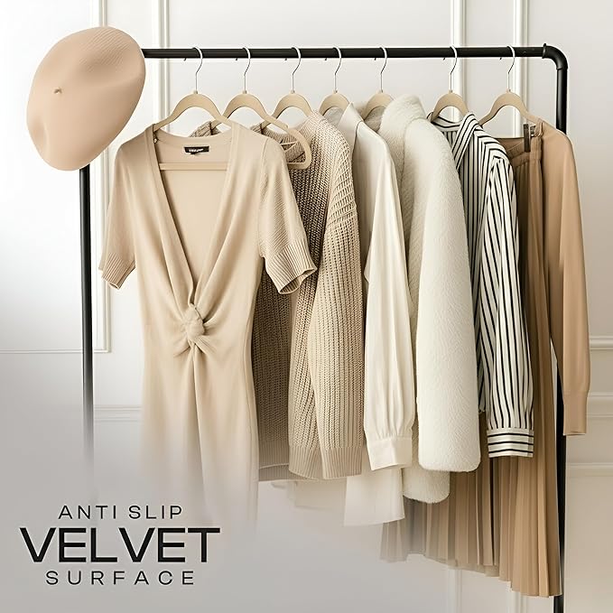 Utopia Home Velvet Hangers 50 Pack - Non-Slip Suit Hangers with 360 Degree Rotatable Hook - for Pants, Coats, Shirts & More (Ivory)