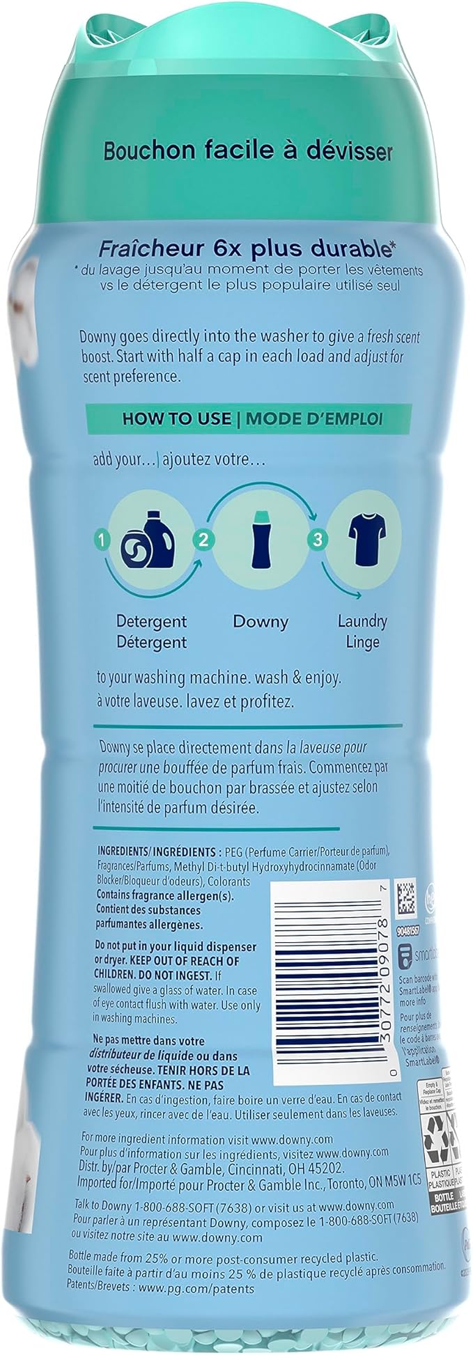 Downy Cool Cotton In-Wash Laundry Scent Booster Beads, 18.2 oz, laundry scent beads, Long-lasting Freshness