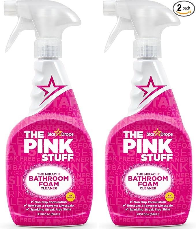 Stardrops - The Pink Stuff - Miracle Bathroom Foam Cleaner - Baths, Tiles, Soap Scum, Limescale, Streak Free,750ml (Pack of 2)