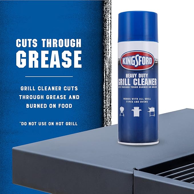 Kingsford Heavy Duty Foaming Grill Cleaner Spray, BBQ Degreaser for Charcoal & Gas Grills, Cuts Grease, Burnt-On Food & Grime, Easy Spray-On Foam for Grill Grates & Surfaces, Aerosol Can, 19 Oz
