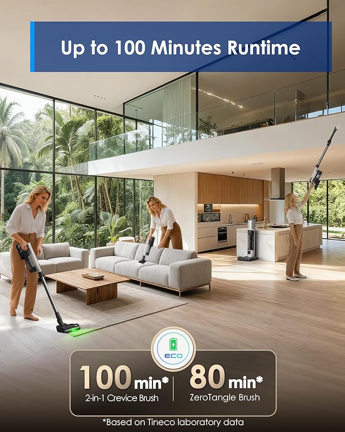Tineco Pure ONE Station 5 Pro Cordless Smart Stick Vacuum, Automatic Dust Collection,Full-Path Self-Cleaning, 200AW Powerful Suction,ZeroTangle Brush, Up to 100 Minutes Runtime,ClogLess System