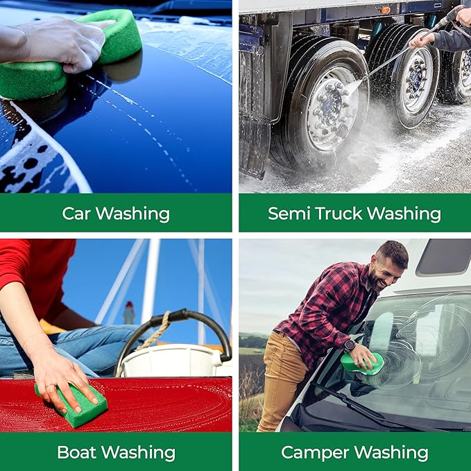 Multi-Purpose Sponges for Cleaning - Green 2 Pack, Large Sponges for Car Washing, Tile & Grout, All Purpose Cleaning