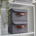 Decorative Linen Storage Boxes with Lids - Spacious Set of 2 Organizer Bins for Your Home Decor - The Perfect Small Container to Safely Store Photos, Documents and Memory Box Keepsakes in Style