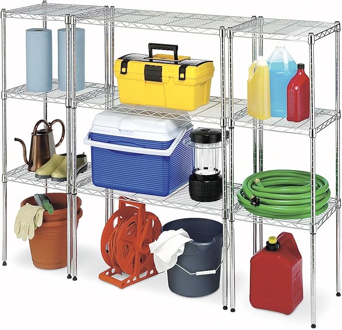 Whitmor 1 Tier Shelving Units, Wire Rack Storage Organizer, 30" L x 14" W x 15" H, Chrome