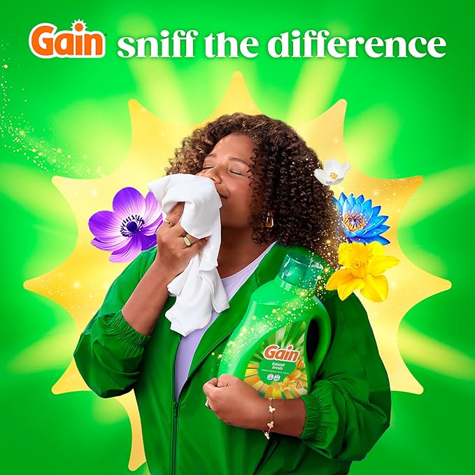Gain Liquid Laundry Detergent, Now with Odor Defense, Island Fresh Scent, 132 fl oz, 100 Loads (Packaging May Vary)