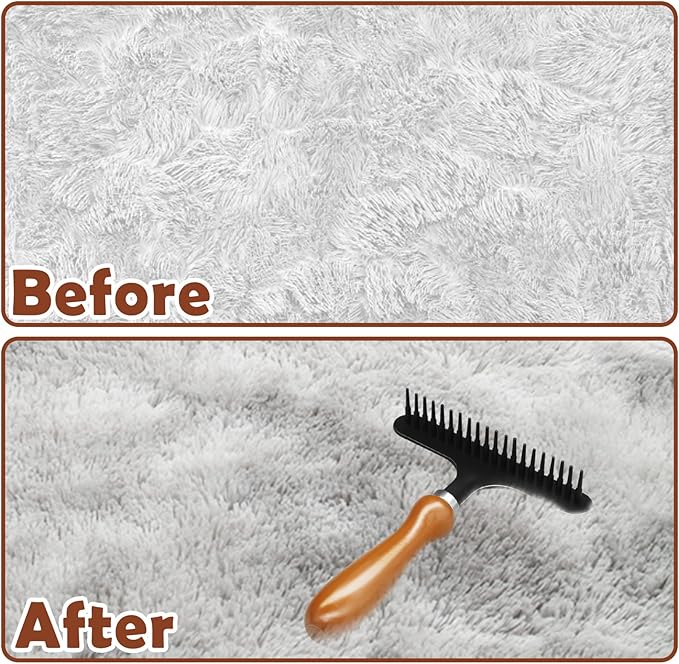 Portable Carpet Rake, Matted & Shag Rug Rake, 6.0 x 4.3 inches, Black