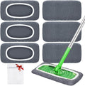 Reusable Dry Sweeping Cloths Microfiber Wet Pads Refill Compatible with Swiffer Sweeper Mop, Machine Washable Sweeping Mop Pads for Use on All Sealed Floors - Stone, Hardwood, Laminate & Tile (6 Grey)