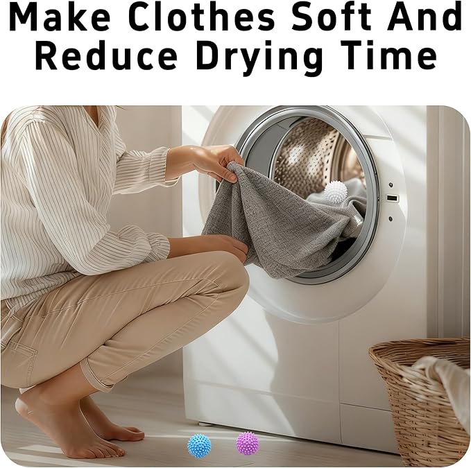 6PCS 2.3 Inch Laundry Dryer Balls, Reusable Drying Balls for Clothes and Fabric Softening (Mixed Colors)