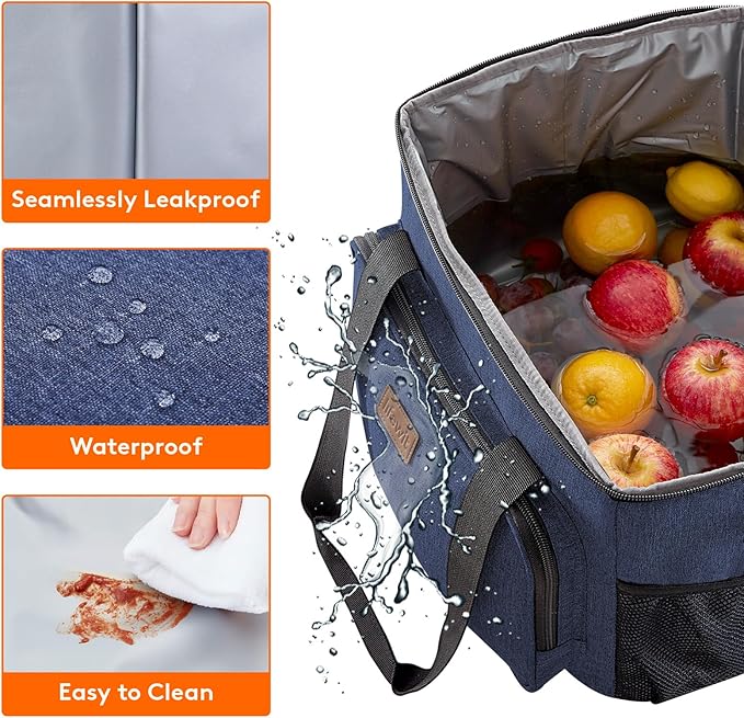 Lifewit Large Lunch Bag, Insulated Lunch Box, Soft Cooler Cooling Tote for Adult Men Women, Dark Blue 40-Can (24L)