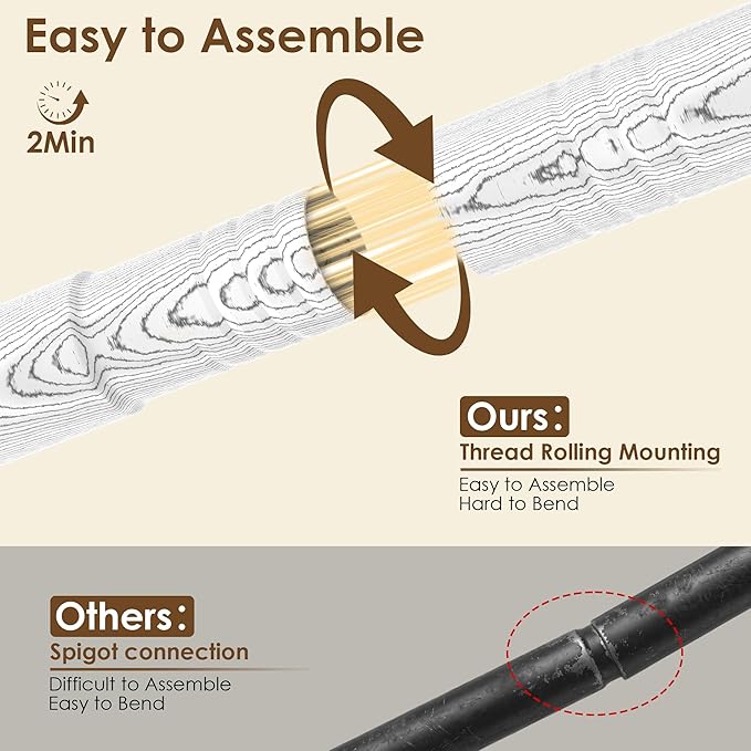 Closet Rod 17-63 Inches，1.3 Inch Diameter Heavy-Duty Adjustable Closet Rods for Hanging Clothes Closet Hanging Rod Metal Closet Poles for Wardrobes Laundry RV Bathroom（White Wood Grain Finish）