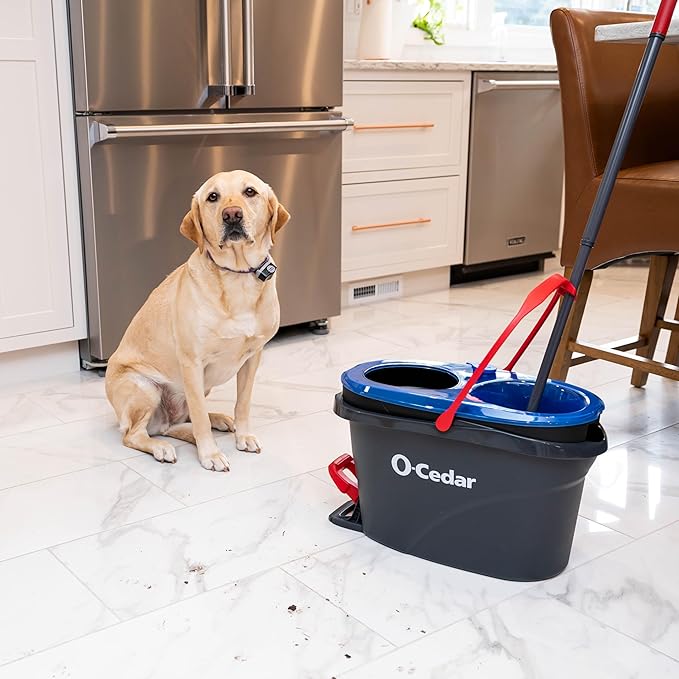 O-Cedar RinseClean Spin Mop & Bucket System + 1 Extra Mop Head | Clean with Clean Water | Removes 99% of Bacteria
