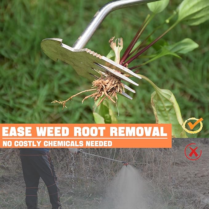 Weed Puller Tool, Portable Weed Remover Tool, 2024 New 4-Claw Steel Weeder Tool with Hang Hole, Manual Weeding Tool Gardening for Yard, Vegetable Gardens, Farms (Non-Slip Rubber Handle)
