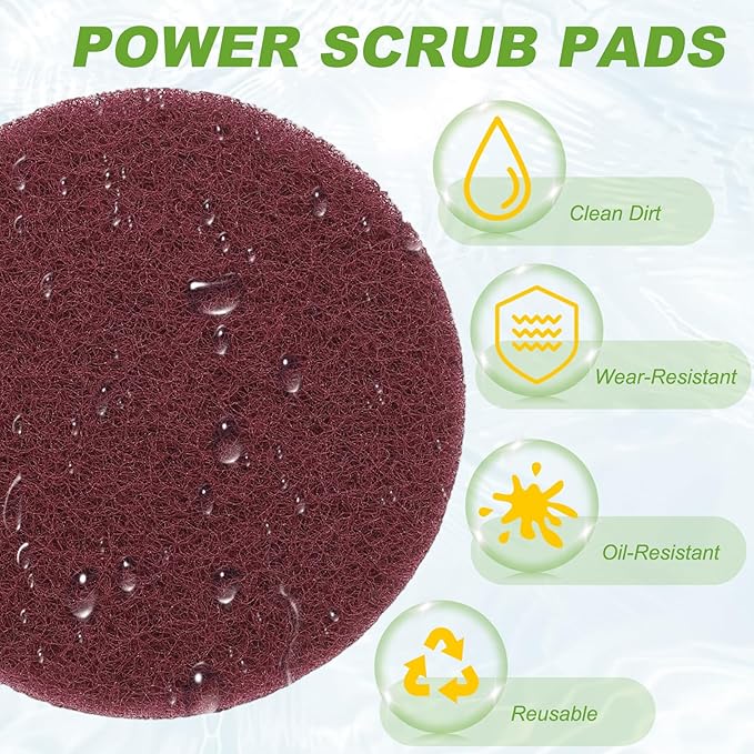Power Scrub Pads, Scrubbing Pads 320 Grits Scouring Discs - Fitting for (Home Kitchen Cleaning - Drill Attachment - Scrubber Replacement) 20 Pcs & 3 Inch & Red