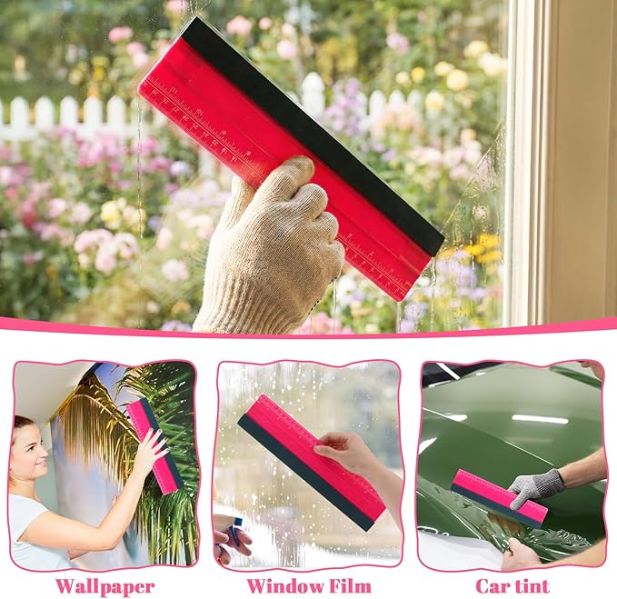 Wallpaper Smoothing Tool, Professional Vinyl Squeegee with Ruler Felt Squeegee for Vinyl Decals Sticker Paper Wallpaper Window Film Tools (12inch)