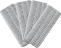 Flat Mop Pads, Reusable Mop Cleaning Refills, Microfiber Pads for BOSHENG Flat Mop or Mop Bucket System, Pack of 4 Washable 13-Inch Mop Heads - Grey