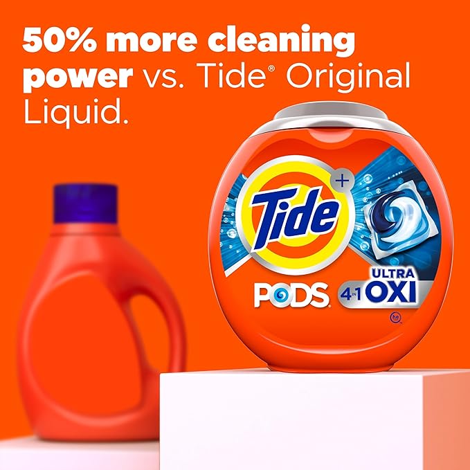 Tide 4-n-1 Ultra Oxi PODS Laundry Detergent Pacs, 32 Count, HE Compatible, Built in Pre-Treater for Stains
