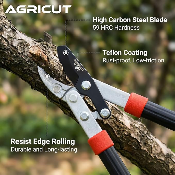 AGRICUT 21" Garden Loppers Anvil - Loppers for Tree Trimming Heavy duty 1.5" Cut Capacity Branch Cutter with Sharp High Carbon Steel Blade for Cutting Branches