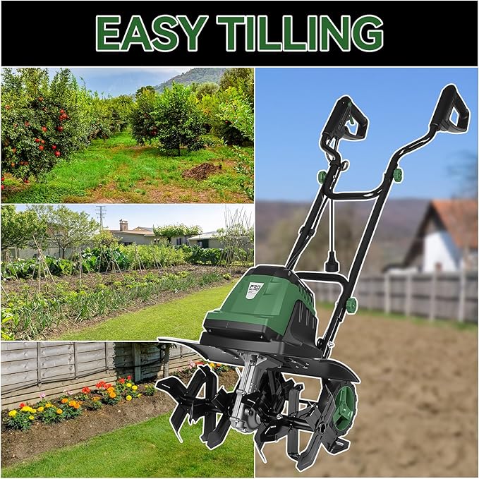 Prostormer 18 Inch Corded Electric Tiller Cultivator, 15Amp Motor with 6 Steel Tines, Heavy Duty Garden Tiller for Soil Cultivation, Lawn, and Yard Care