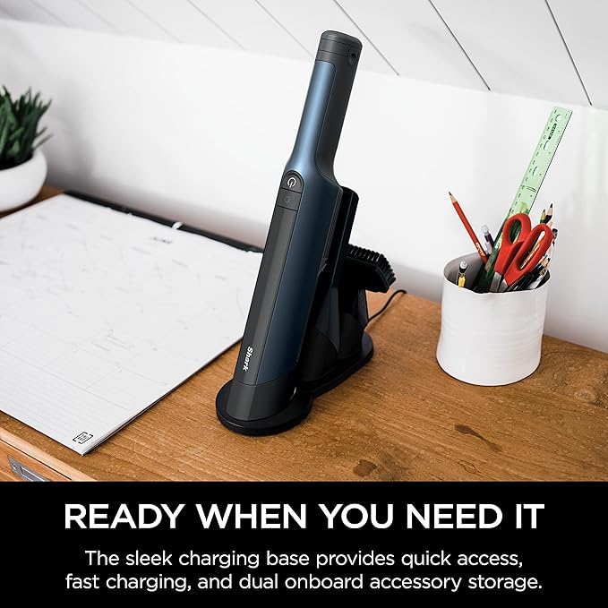 Shark WV410BL WANDVAC Cordless Hand Vacuum, Ultra-Lightweight & Portable with Powerful Suction & Tools for Pets, Designed for Car & Home, Dark Blue (Renewed)