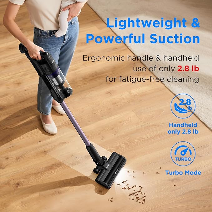 Candy Cordless Vacuum Cleaner,45Mins Vacuum Cleaners for Home,Stick Strong Suction Vacuum,Self-Standing,Removeable Battery,Anti-tangle,One Click Clean,Handheld for Pet Hair,Hardwood Floors,Carpets,Car