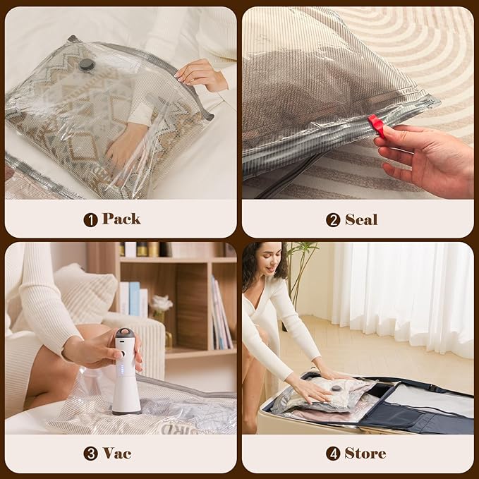 Vacbird Vacuum Bags for Travel with Rechargeable air Pump, Carry-on Size Compression Packing Bags for Luggage and Suitcase, Space Saver for Clothes and Clothing 18 Combo Travel Size