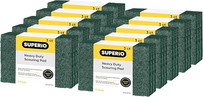 Scouring Pad Non-Scratching Scrubber Non-Scratch Cleaning Scrub Pads Heavy Duty Scouring Pad Reusable Kitchen Scrubbing Pad Pack of 30 Green, by Superio