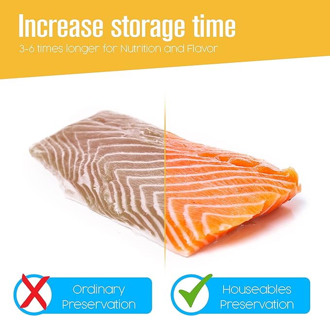 Houseables Vacuum Sealer Bags, Vacuum Sealer Rolls, Food Saver Bags Rolls, 8 Inch, Vac Seal, Sous Vide, Food Storage, Freezer, Sealing, Machine, Cooking, Air Sealable, BPA Free, Heavy Duty, 8x50, 2PK
