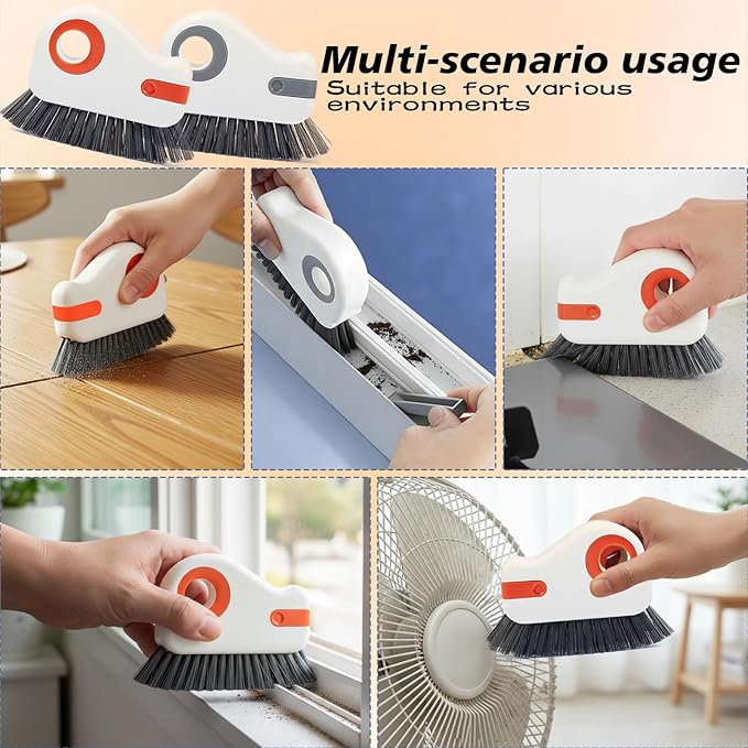 2 in 1 Groove Cleaning Brush, Easy to Store Window Track Cleaning Tools, Multifunction Window Track Cleaner, Track Cleaning Tools Suitable for Sliding Door Tracks, Shutter Door Window Track(Orange)