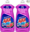 Ajax Ultra Liquid Dish Soap with Fabuloso Watermelon Scent, Fights Grease and Stuck-On Stains, Deep Cleaning Action, Mess-Free, Easy-Flip Cap, 52 fl oz Bottle (Pack of 2)