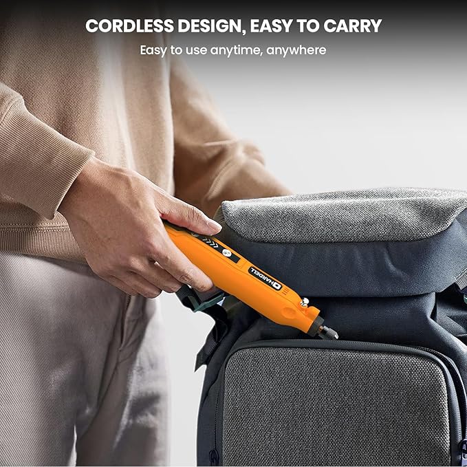 HARDELL Rotary Tool, 5 Speed Rechargeable Engraving Pen - Electric Cordless Engraver Pen for 60+ Surfaces - Beginner Friendly with 37 Accessories, Ultimate Engraving Pen Kit for Artists & DIYers