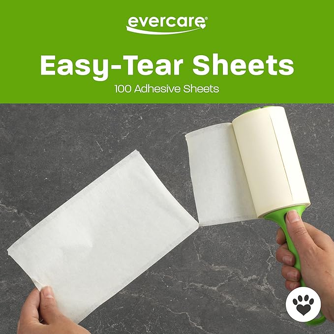 Evercare Giant Extreme Stick Lint Roller Brushes with 60 Easy-Peel Sheets, Pack of 5 Refillable Lint Rollers for Hair and Debris (300 Sheets Total)