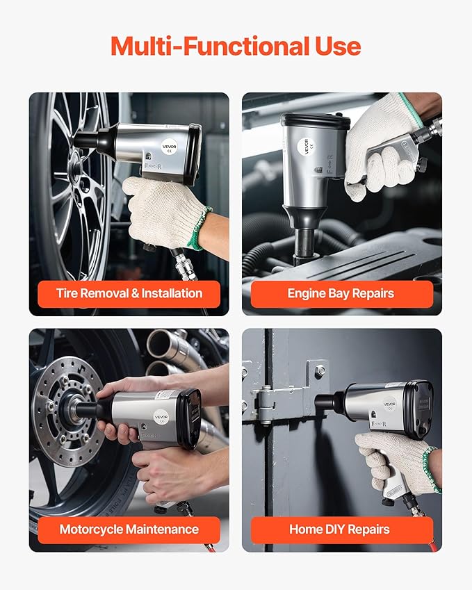 VEVOR 71 Pieces Pro Air Tool and Accessories Kit - 1/2" Air Impact Wrench, 3/8" Ratchet Wrench, 1/2" Die Grinder, 4500BPM Hammer, Blow Gun for Auto Repair, Home DIY Project - Storage Case Included