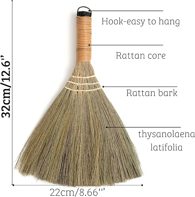 Set of 2 Brooms for Kid 12.6 inch- Vietnamese Natural Straw Soft Broom - Small Broom