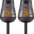 PIC Bug Zapper, 600V Solar Powered Insect Trap & Fly Zapper for Outdoor Use, LED Flickering Flame, Activates Automatically in Dark, Weatherproof Outdoor Fly Trap, Kills Bugs on Contact, Twin Pack