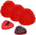 Chenille Mop Heads Replacements for Ocedar, Mop Replace Head for O Cedar Mops, Chenille Duster for Ocedar Easywring 1 Tank Spin Mops Includes 3 Pack Chenilles Pad Refills, 1 Scrub Brush and 1 Base