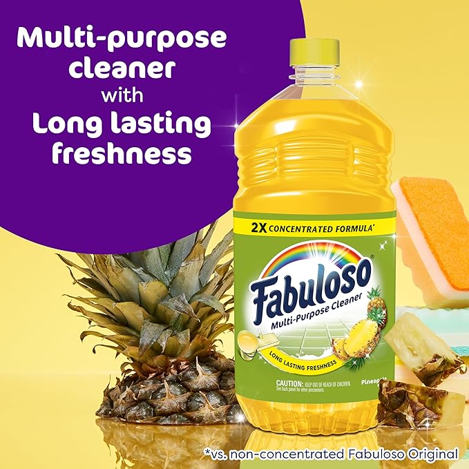 Fabuloso Multi-Purpose Cleaner, 2X Concentrated Formula, Floor Cleaner, Pineapple Scent, 56 fl oz