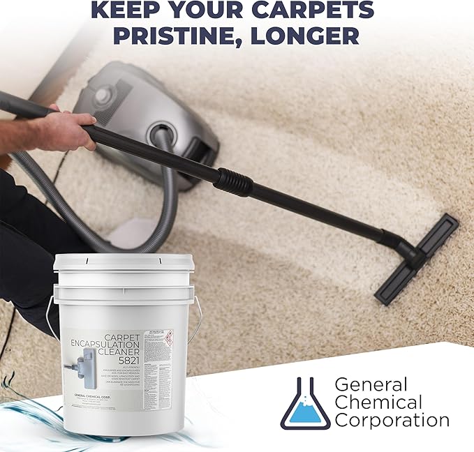Carpet Encapsulation Cleaner 5821 - Rug Shampoo for Upholstery, Rugs, & Wool - Fast Drying, Nature Conscious Cleaning - Professional Grade Carpet Solution - 5 Gallon Pail
