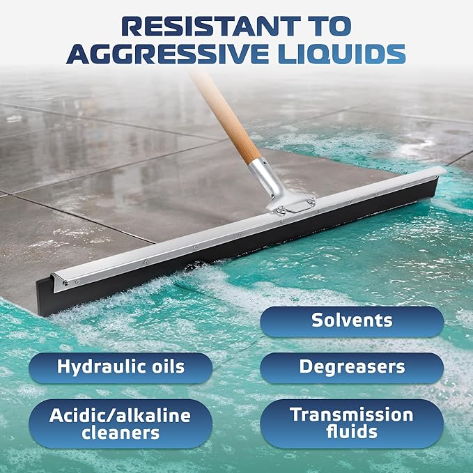 DSV Standard Garage Floor Squeegee 36’’, Neoprene Blade Asphalt Squeegee, Taper Pole Connection - Handle Sold Separately for Tiles, Concrete and Asphalt