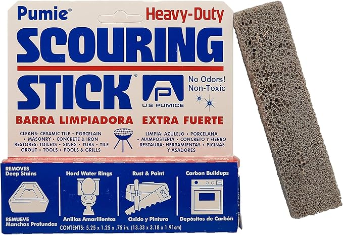 PUMIE Pumice Scouring Stick for Cleaning Toilet Rings Stain & Hard Water Rings, Extra Strong Heavy Duty Pumice Stone for Toilet Cleaning, Rust, Grills, Tough Bathroom, Ovens, Pools & Tubs - Pack of 60