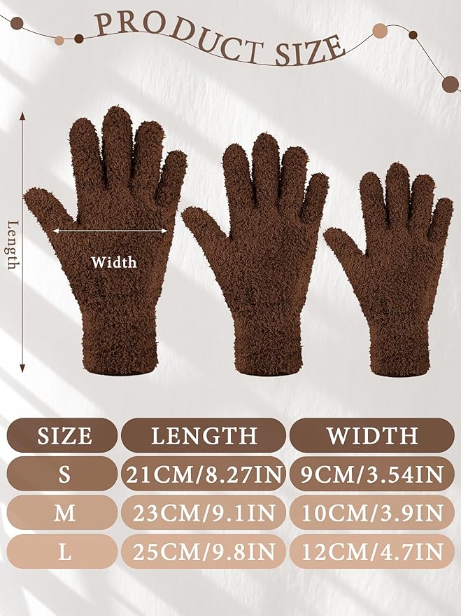 Patelai 3 Pairs Microfiber Plant Dusting Gloves Leaf Cleaning Gloves for Indoor Plants, Blinds, Furniture, House (Black,Brown,Dark Brown,Medium)