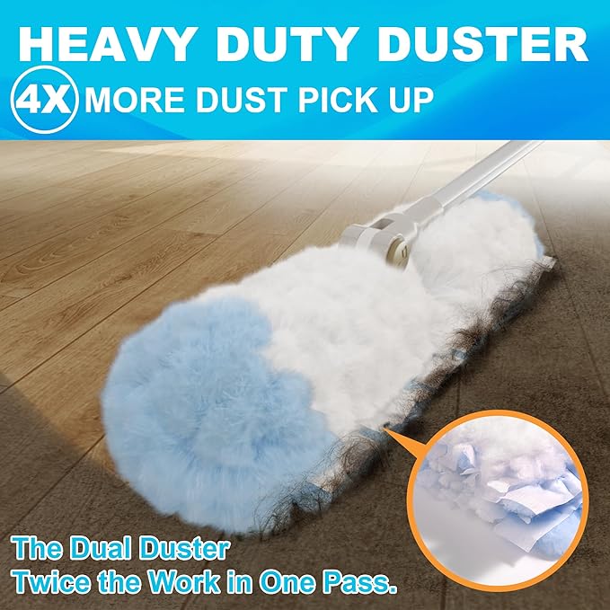 JOYMOOP 6 ft Extendable Duster Handle with 24 Heavy Refills, Compatible with Swiffer Duster Refills, Disposable Microfiber Dusting Pads for Home Cleaning, Ceiling, Fan, Window, Hard-to-Reach Areas