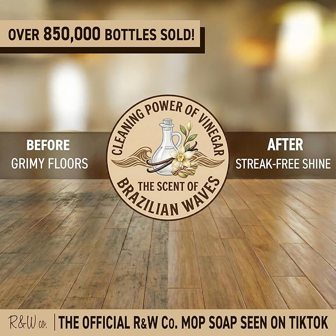 R&W CO. Original 32 oz Premium Mop Soap Brazilian Waves Scented, Gentle Floor Cleaner for all Surfaces, Non-Toxic, Pet and Skin Safe Formula, Streak-Free Shine