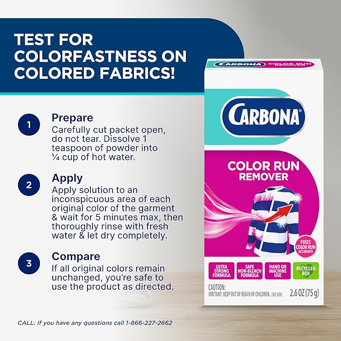 Carbona® Color Run Remover | Powerful Color Bleed Eliminator | Fixes Color Run Accidents | 2.6 Oz, 2 Pack