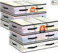 6 Pack Under Bed Storage Bags, 75L Foldable Clear Storage Containers with Handles, Dual Zippers for Comforter, Clothes, Bedding, Linen Sheets, Sweaters, Blanket Storage