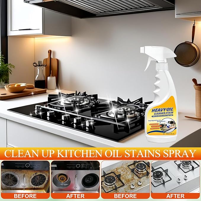 Heavy Oil Cleaner Stain,Heavy Oil Stain Cleaner Kitchen,Clean Up Kitchen Oil Stains Spray,Kitchen Spray Cleaner,Multi-purpose Oils Stain Cleaner,Clean Up Kitchens Oil Stains (300ml)