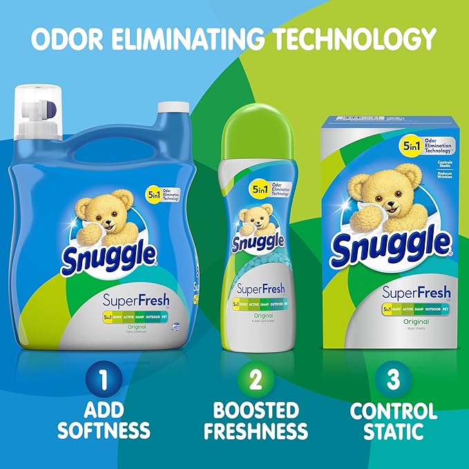 Snuggle Plus SuperFresh Fabric Softener Dryer Sheets with Static Control and Odor Eliminating Technology, Original, 200 Count (Pack of 6)